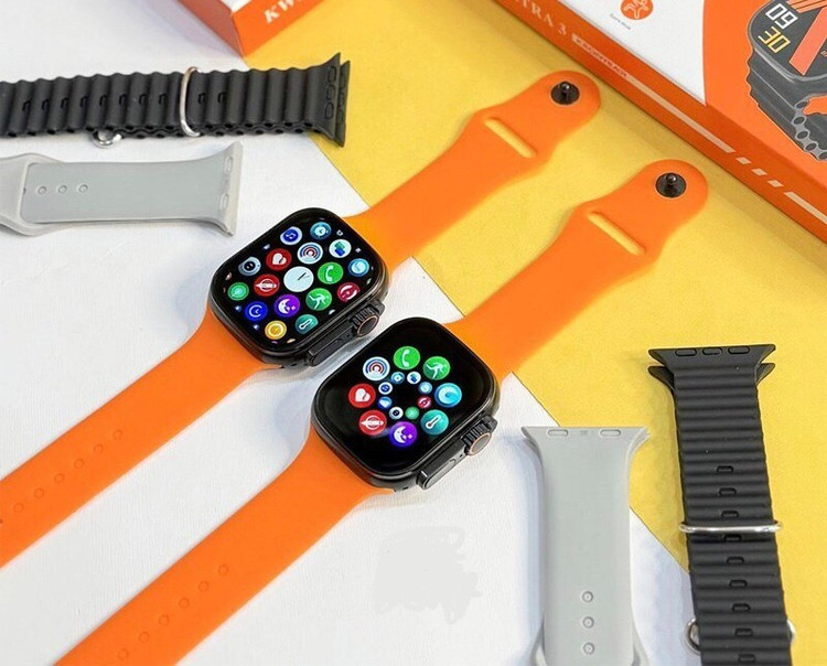 ساعت هوشمند KW26 Ultra3 با بدنه فلزی و بند سیلیکونی