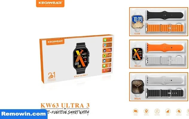 ساعت هوشمند KW63 Ultra3 با بدنه آلومینیومی و بند سیلیکونی
