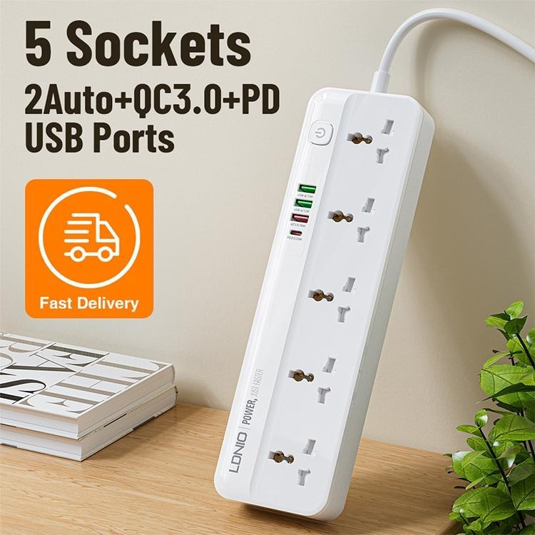 چندراهی برق الدینیو مدل SC5415 با کابل ۲ متری و ۴ پورت USB