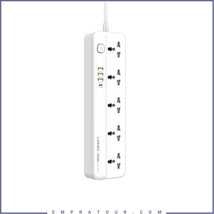 چندراهی برق الدینیو مدل SC5415 با کابل ۲ متری و ۴ پورت USB