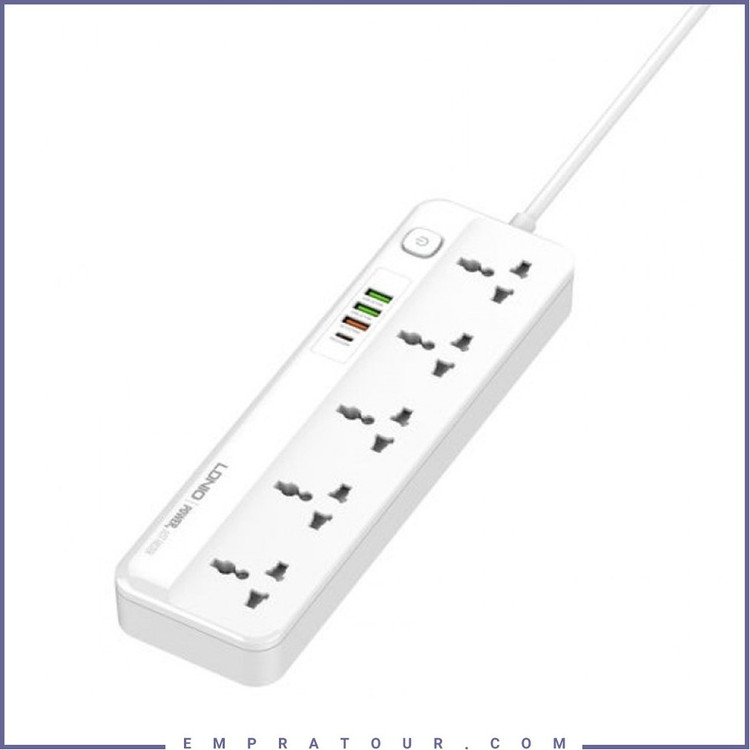 چندراهی برق الدینیو مدل SC5415 با کابل ۲ متری و ۴ پورت USB